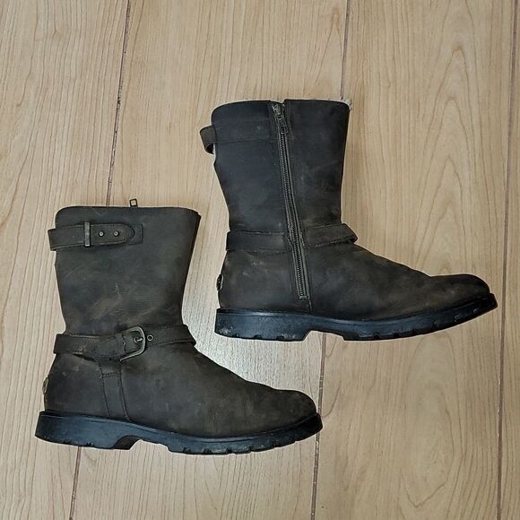 UGG BROWN GRANDLE WATERPROOF LEATHER BOOTS, SIZE 7 S/N 1003579 - Picture 9 of 16